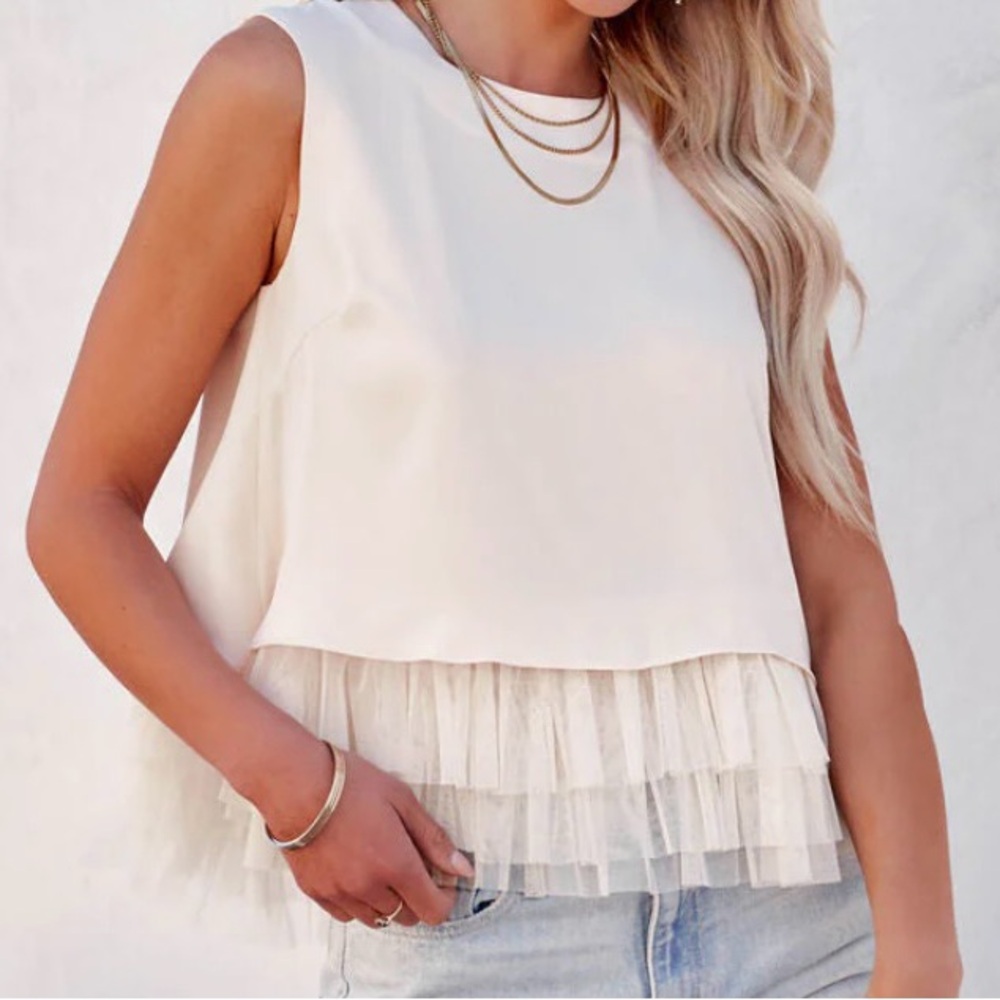 Tiered Tulle Cropped Tank